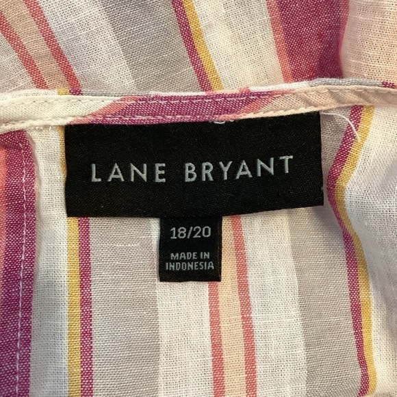 Lane Bryant Striped Tie Shoulder Top Size 18/20 Multicolor Linen Blend - Picture 6 of 7